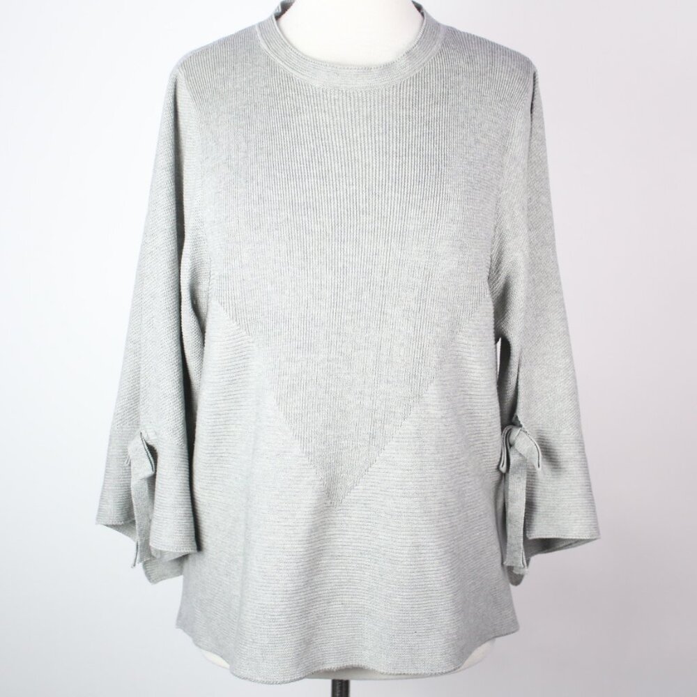 Michelle Nicole Womens Large Chevron Wool Blend Knit Tie-Sleeve Top